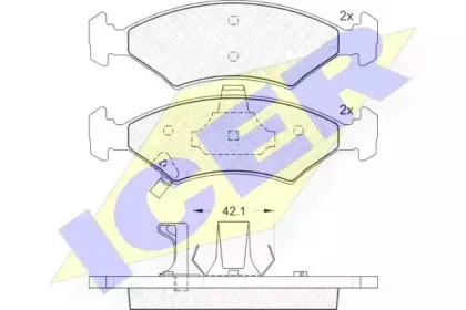 181231 ICER Комплект тормозных колодок, дисковый тормоз