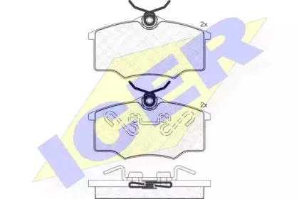 181250 ICER Комплект тормозных колодок, дисковый тормоз
