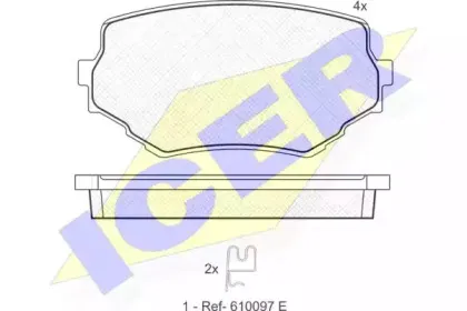 181319 ICER Комплект тормозных колодок, дисковый тормоз
