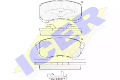 181342 ICER Комплект тормозных колодок, дисковый тормоз