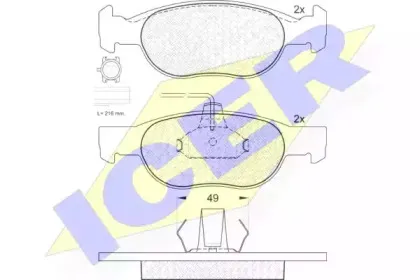 181376 ICER Комплект тормозных колодок, дисковый тормоз