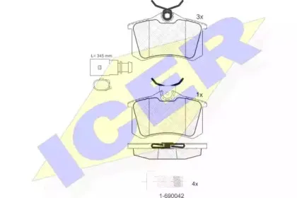 181387-203 ICER Комплект тормозных колодок, дисковый тормоз