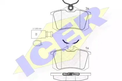 181387 ICER Комплект тормозных колодок, дисковый тормоз