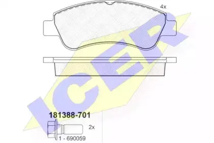 181388-701 ICER Комплект тормозных колодок, дисковый тормоз