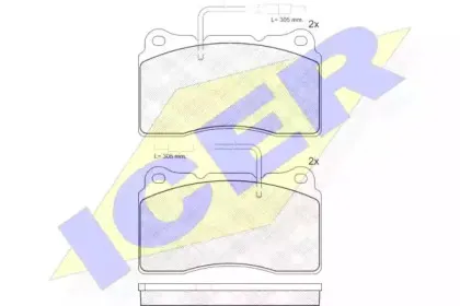 181424 ICER Комплект тормозных колодок, дисковый тормоз
