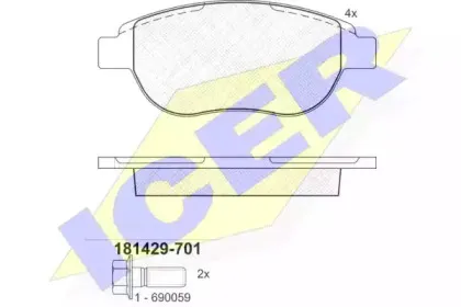 181429-701 ICER Комплект тормозных колодок, дисковый тормоз
