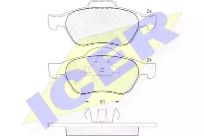 181431 ICER Комплект тормозных колодок, дисковый тормоз