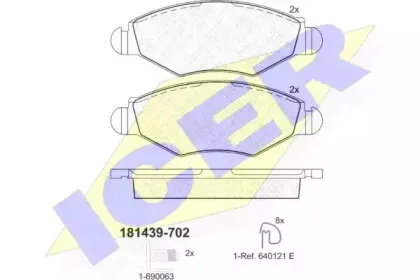 181439-702 ICER Комплект тормозных колодок, дисковый тормоз