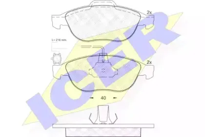 181446 ICER Комплект тормозных колодок, дисковый тормоз