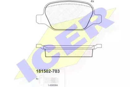 181502-703 ICER Комплект тормозных колодок, дисковый тормоз