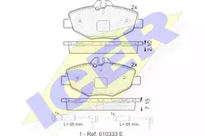 181527 ICER Комплект тормозных колодок, дисковый тормоз