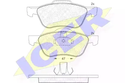 181528 ICER Комплект тормозных колодок, дисковый тормоз