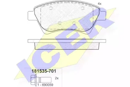 181535-701 ICER Комплект тормозных колодок, дисковый тормоз
