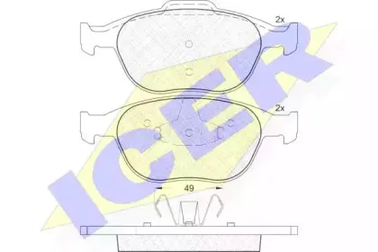 181537 ICER Комплект тормозных колодок, дисковый тормоз