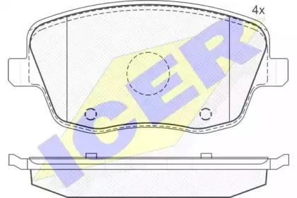 181575 ICER Комплект тормозных колодок, дисковый тормоз