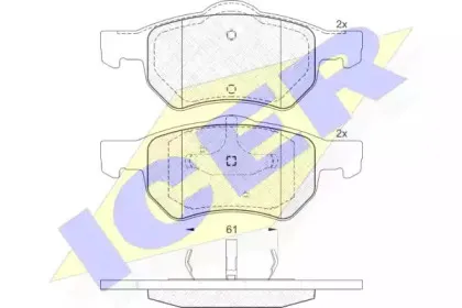 181586 ICER Комплект тормозных колодок, дисковый тормоз
