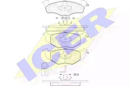 181590 ICER Комплект тормозных колодок, дисковый тормоз