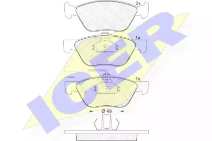 181601 ICER Комплект тормозных колодок, дисковый тормоз