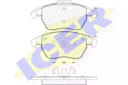 181637 ICER Комплект тормозных колодок, дисковый тормоз