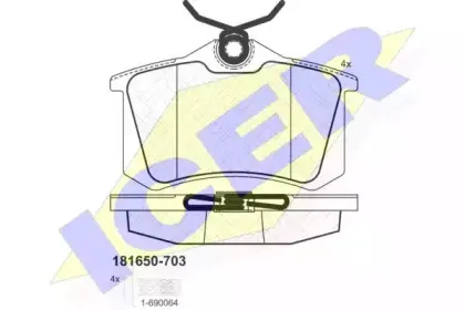 181650-703 ICER Комплект тормозных колодок, дисковый тормоз
