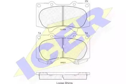 181665 ICER Комплект тормозных колодок, дисковый тормоз
