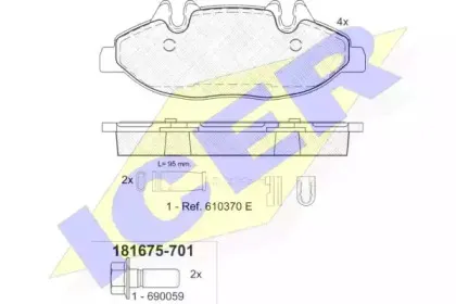 181675-701 ICER Комплект тормозных колодок, дисковый тормоз