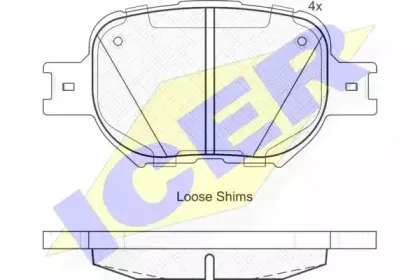 181704 ICER Комплект тормозных колодок, дисковый тормоз
