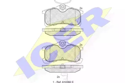 181728 ICER Комплект тормозных колодок, дисковый тормоз