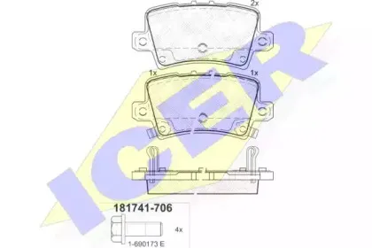 181741-706 ICER Комплект тормозных колодок, дисковый тормоз
