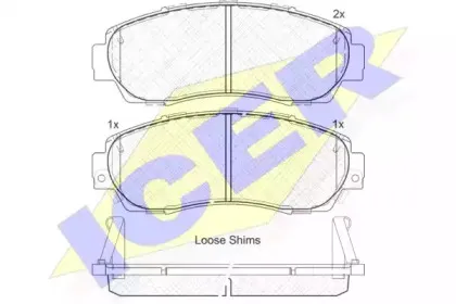 181811 ICER Комплект тормозных колодок, дисковый тормоз