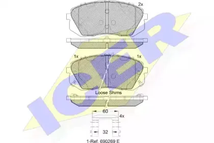 181826-201 ICER Комплект тормозных колодок, дисковый тормоз