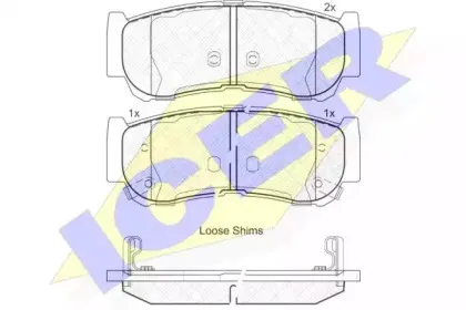 181829 ICER Комплект тормозных колодок, дисковый тормоз