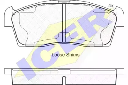 181833 ICER Комплект тормозных колодок, дисковый тормоз