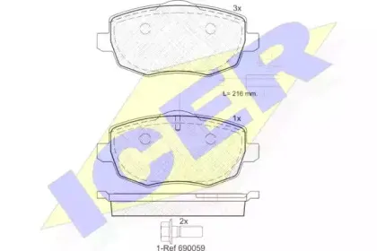 181845 ICER Комплект тормозных колодок, дисковый тормоз