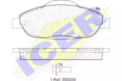 181851 ICER Комплект тормозных колодок, дисковый тормоз