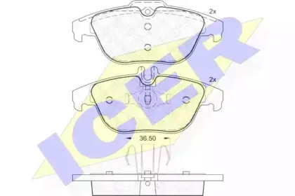 181863 ICER Комплект тормозных колодок, дисковый тормоз