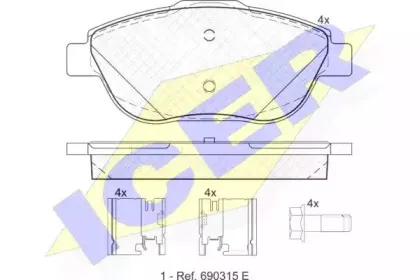 181925-201 ICER Комплект тормозных колодок, дисковый тормоз