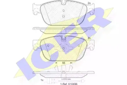 181969 ICER Комплект тормозных колодок, дисковый тормоз