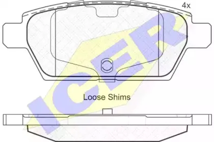 181975 ICER Комплект тормозных колодок, дисковый тормоз