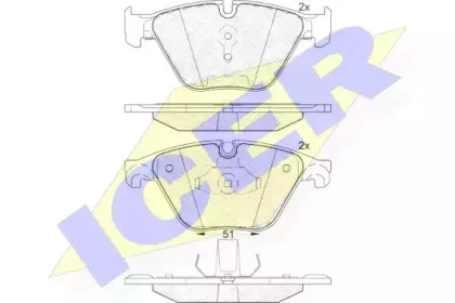 181998 ICER Комплект тормозных колодок, дисковый тормоз