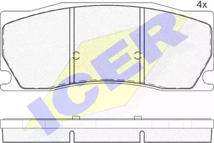 182016 ICER Комплект тормозных колодок, дисковый тормоз
