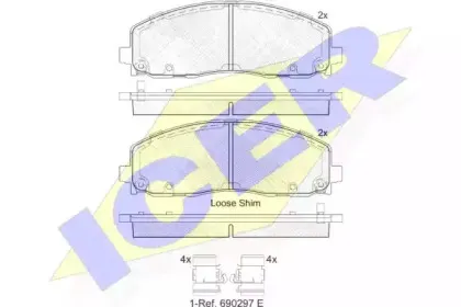 182054 ICER Комплект тормозных колодок, дисковый тормоз