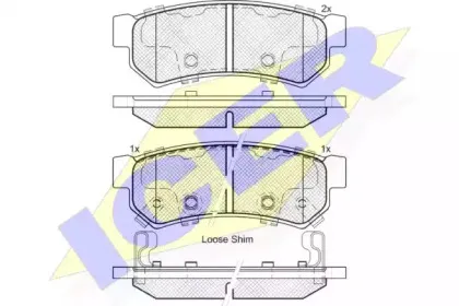 182058203 ICER Комплект тормозных колодок, дисковый тормоз