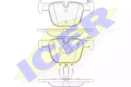 182064 ICER Комплект тормозных колодок, дисковый тормоз