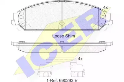 182068 ICER Комплект тормозных колодок, дисковый тормоз