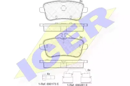 182072-066 ICER Комплект тормозных колодок, дисковый тормоз