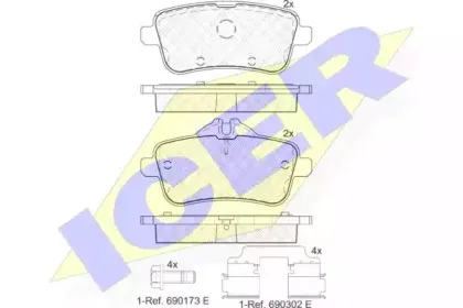 182072-200 ICER Комплект тормозных колодок, дисковый тормоз