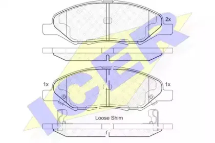 182074 ICER Комплект тормозных колодок, дисковый тормоз