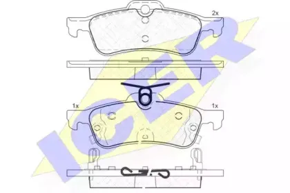 182101 ICER Комплект тормозных колодок, дисковый тормоз