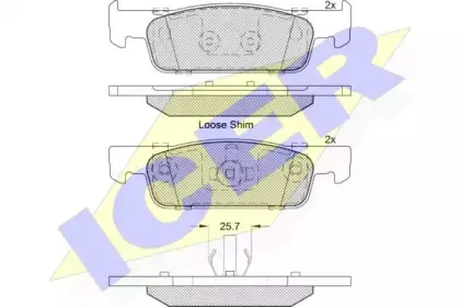 182115-203 ICER Комплект тормозных колодок, дисковый тормоз